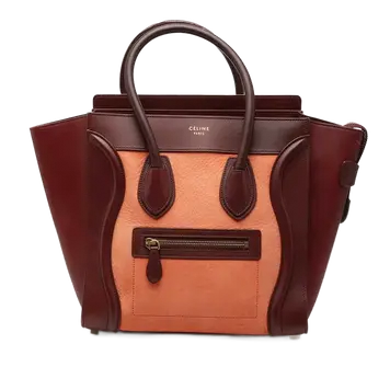 Celine Luggage Micro Shopper Wine Red Orange
