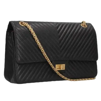 Chanel 2.55 Chevron Black x Gold Bag