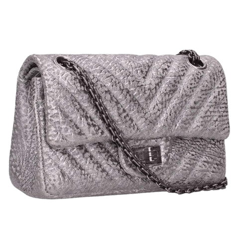 Chanel 2.55 Silver Shoulder Bag