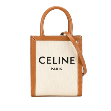 Celine Vertical Cabas Tan Canvas Handbag