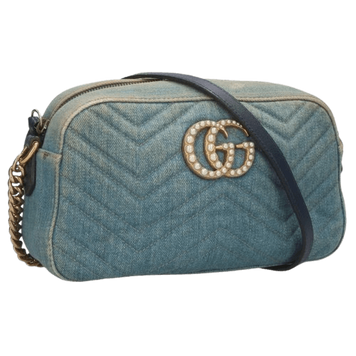 Gucci GG Marmont Denim Indigo Shoulder Bag