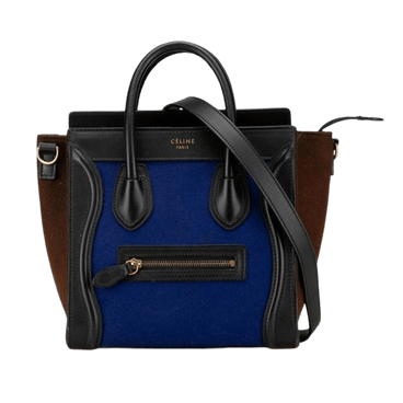 Celine Luggage Nano Shopper Tricolore Blue Brown Black Bags