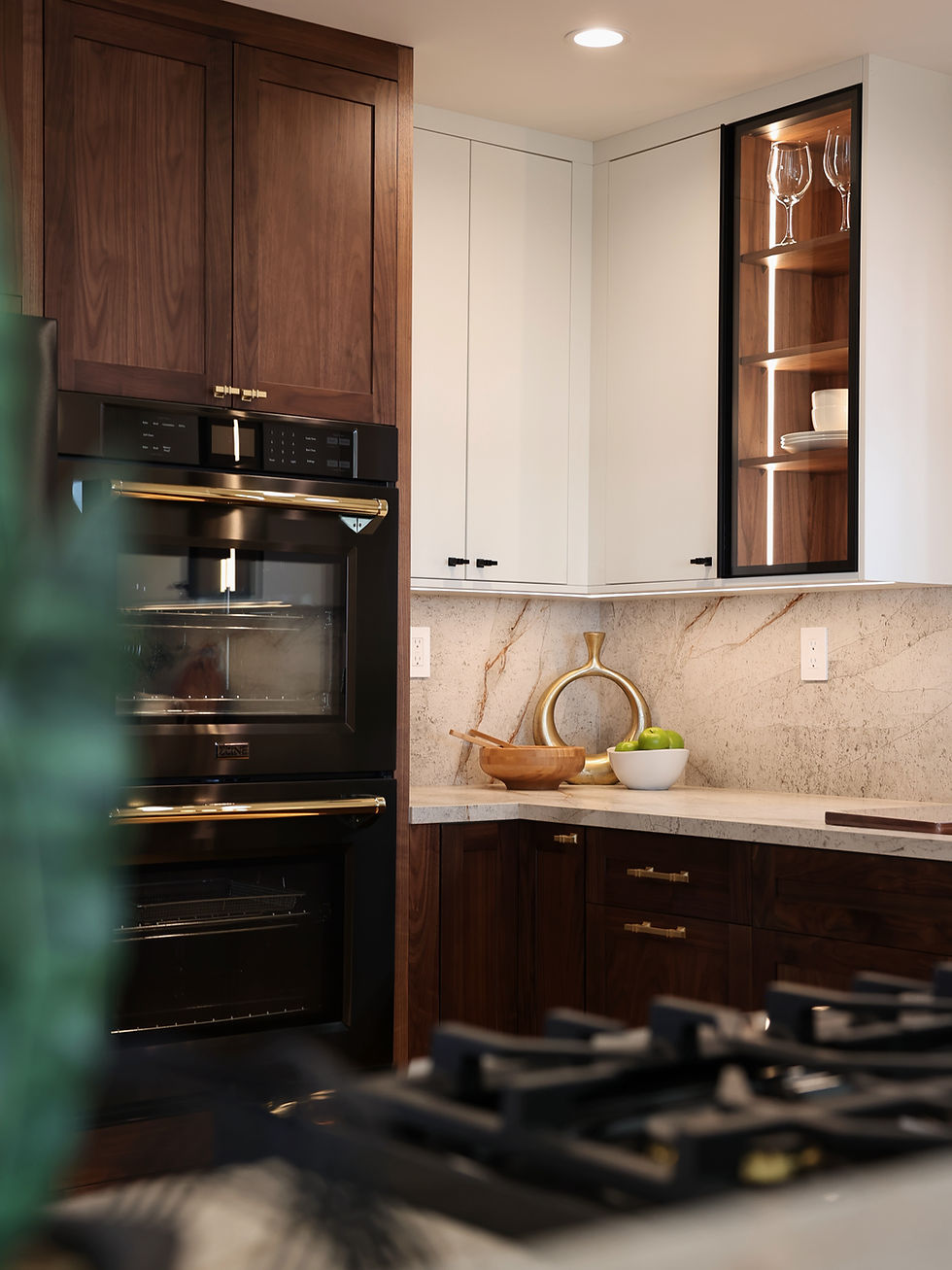 Modern kitchen cabinet showroom Chicago with wood accents