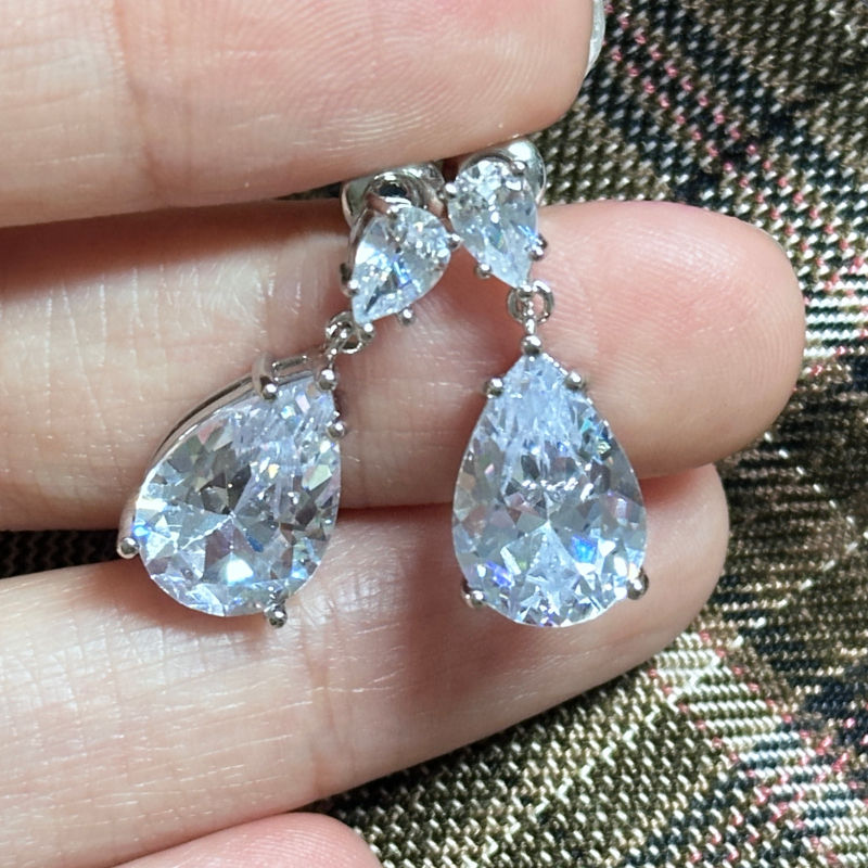Thumbnail: Celeste Teardrop Crystal Earrings