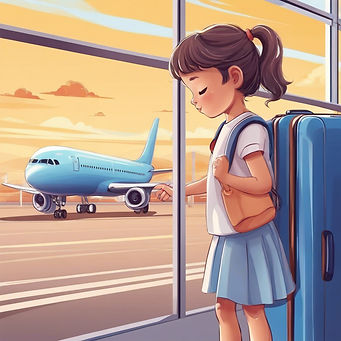 blue color, at airport little girl says goodbye to mom theme.jpg