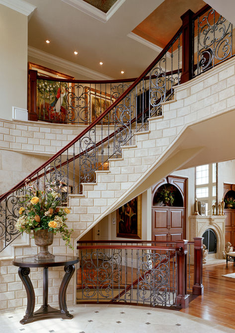Curved Staircase, Millwork, Custom Home
