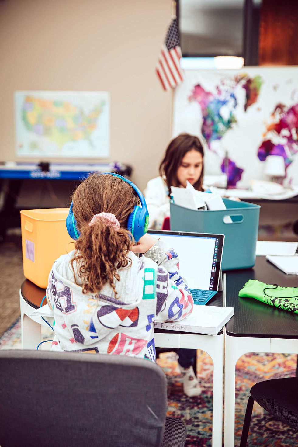 Children following an independent learning daily schedule