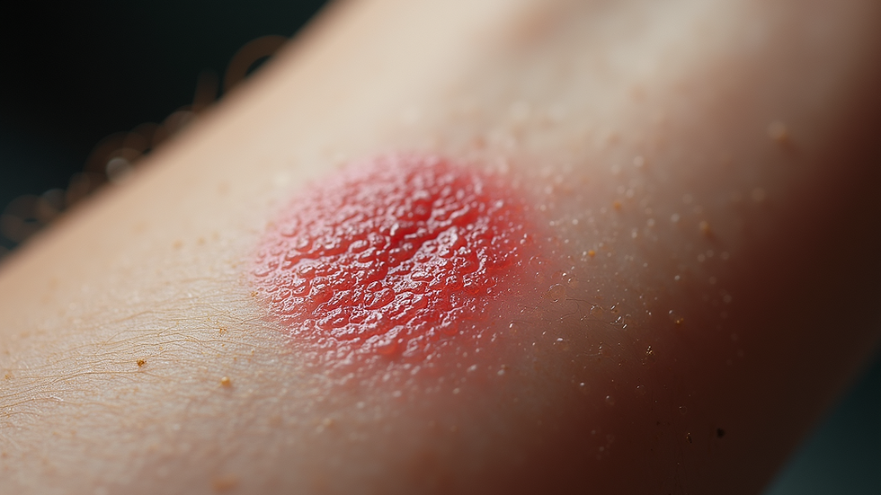 Close-up view of scar tissue on skin showing texture