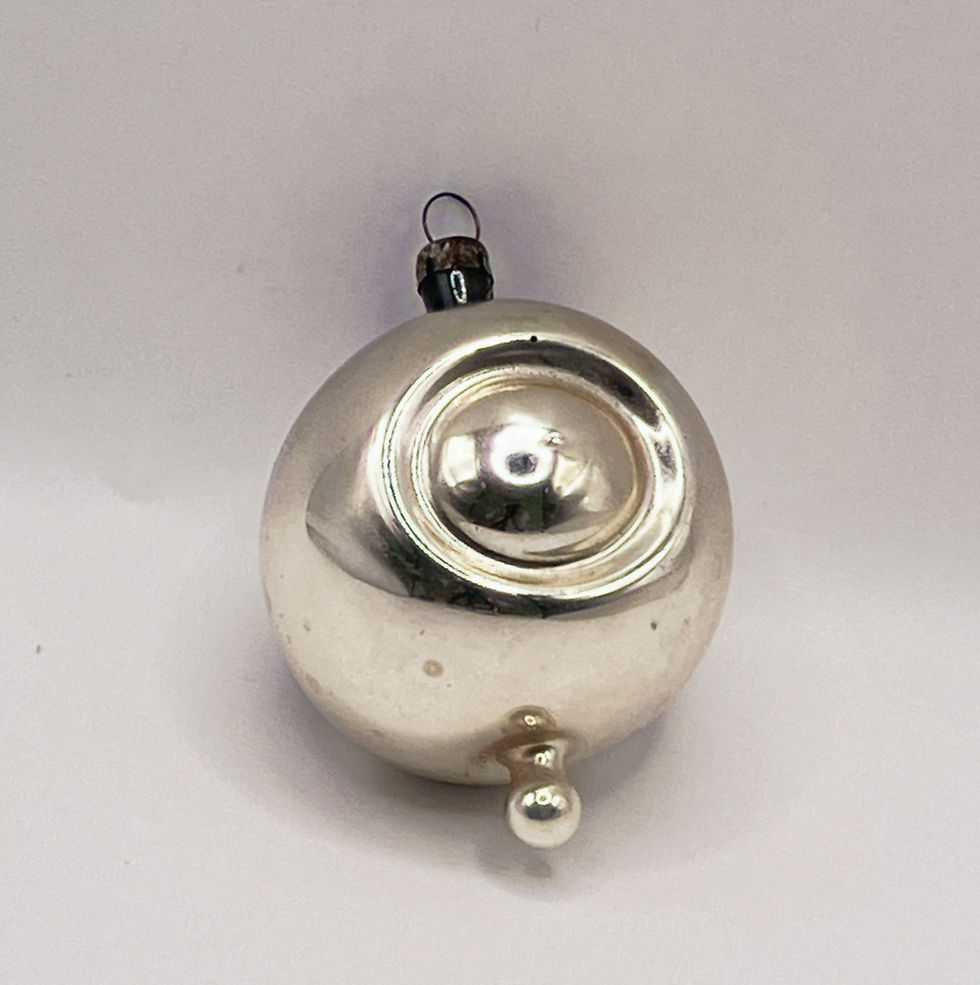 Thumbnail: Vintage glazen deukbal, krater, zilver, Ø4,5cm