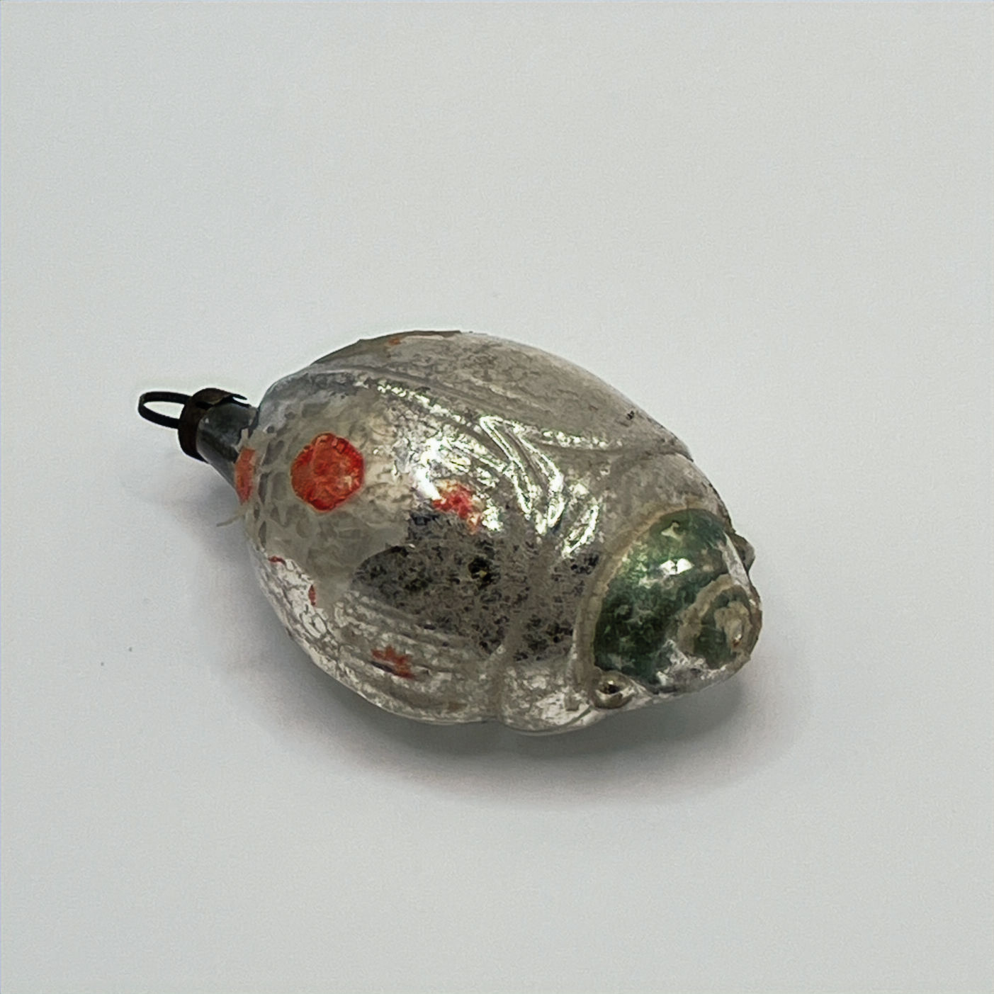 Vintage glazen kerstbal, lieveheersbeestje, 6cm