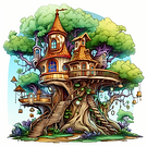 chrismary_Coloring_book_tree_houses_heroic_fantasy_style_illust_0eb3c408-dac3-4301-bee7-9d