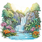 chrismary_Coloring_book_a_jungle_flower_waterfall_white_backgro_5cc941ba-f13c-4599-a43a-c4