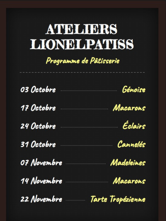 Le tableau des prochains ateliers
