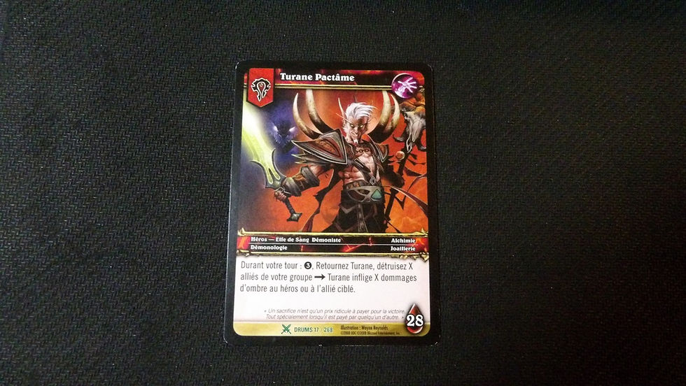 Miniature : Carte WoW TCG, Héros Démoniste de la Horde, à l'unité.