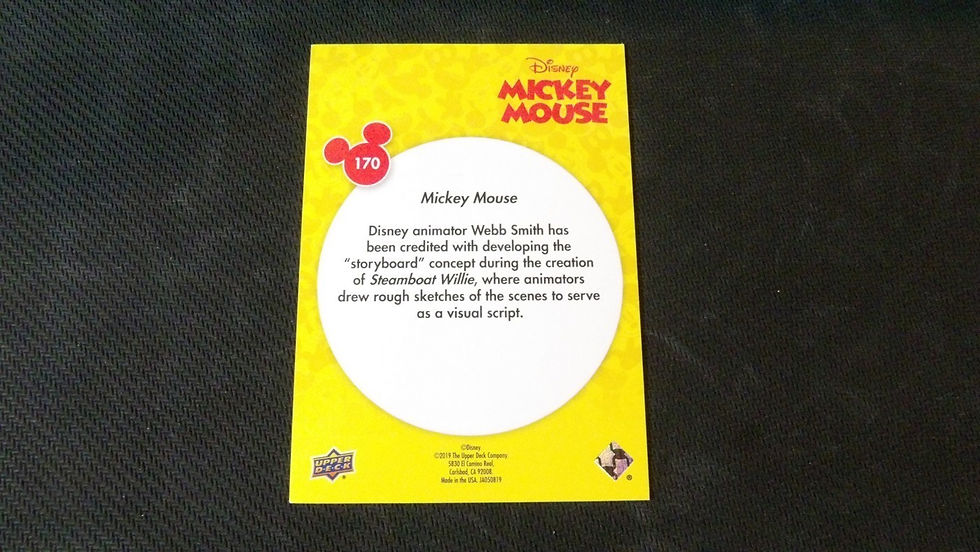 Miniature : Carte Disney "Mickey Mouse": 091/699 édition limitée Upper Deck 2019