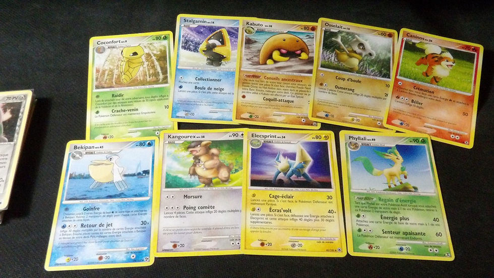 Miniature : Lot Pokémon : 57 cartes + 12 stickers + 2 sachets Merlin