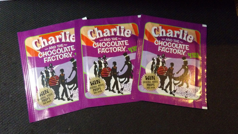 Lot de 3 sachets scellés, Charlie et la Chocolaterie , édition Cards Inc. 2005
