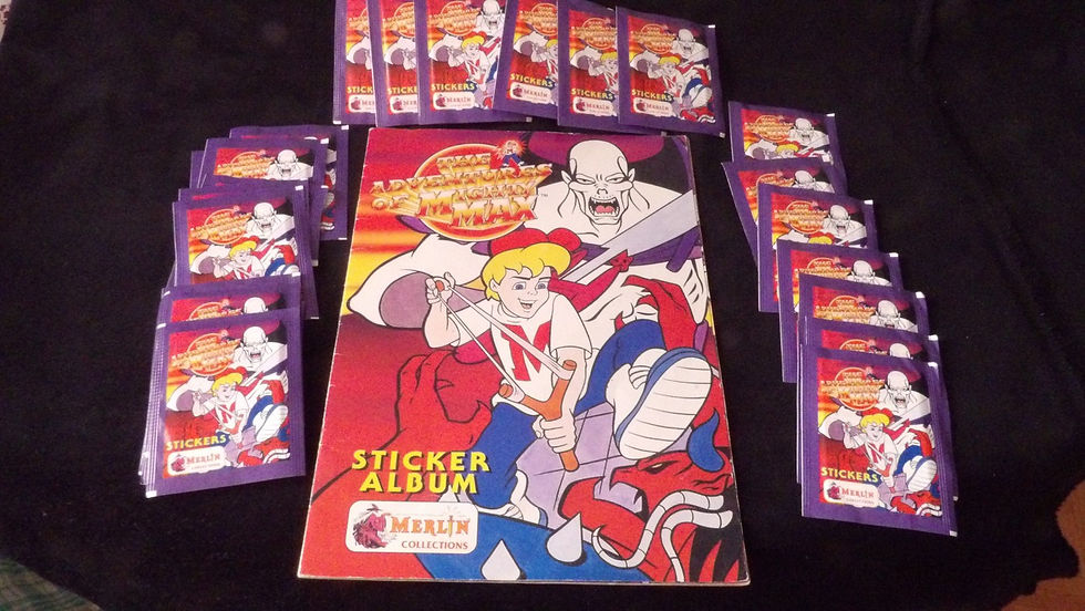Album + 25 sachets scellés 'The Adventures of Mighty Max' Merlin Collection 1995
