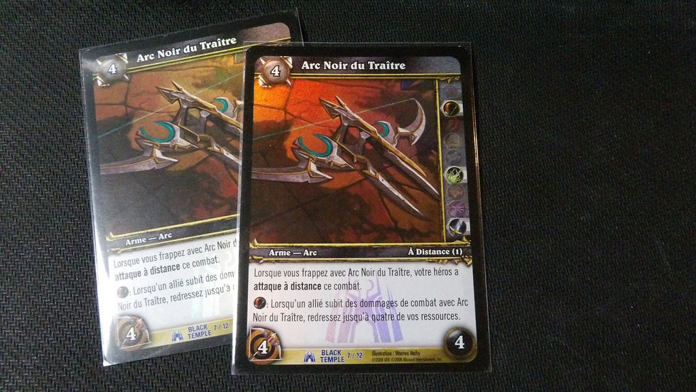 Miniature : Carte Wow TCG équipement : Arc Noir du Traitre 7/12 Holo, Temple Noir 2008