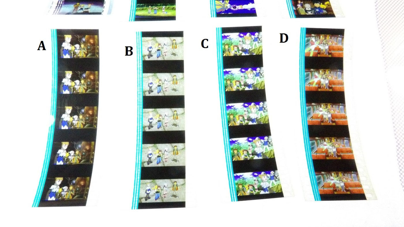 Morceaux de Pellicules de film cinéma 35mm, 'Pokémon', à l'unité.