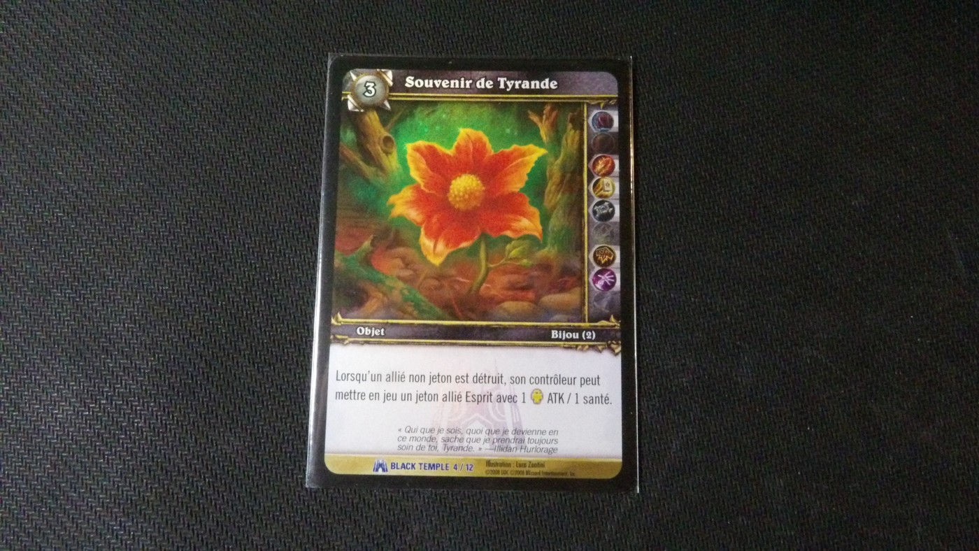 Carte Wow TCG équipement : Souvenir de Tyrande 4/12 Holo, Temple Noir 2008