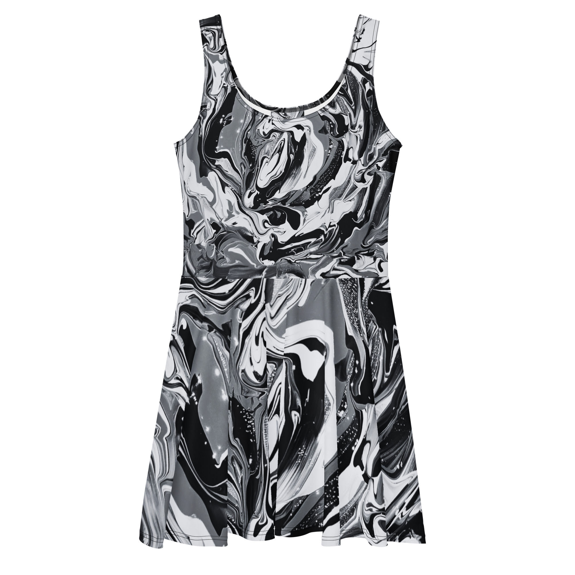 Black & White Abstract Dress | Wearable Art Skater Dress