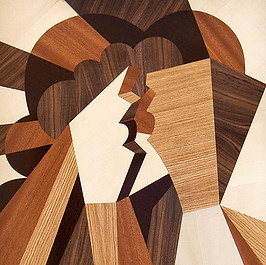 BACIO realizzato con intarsio in legno