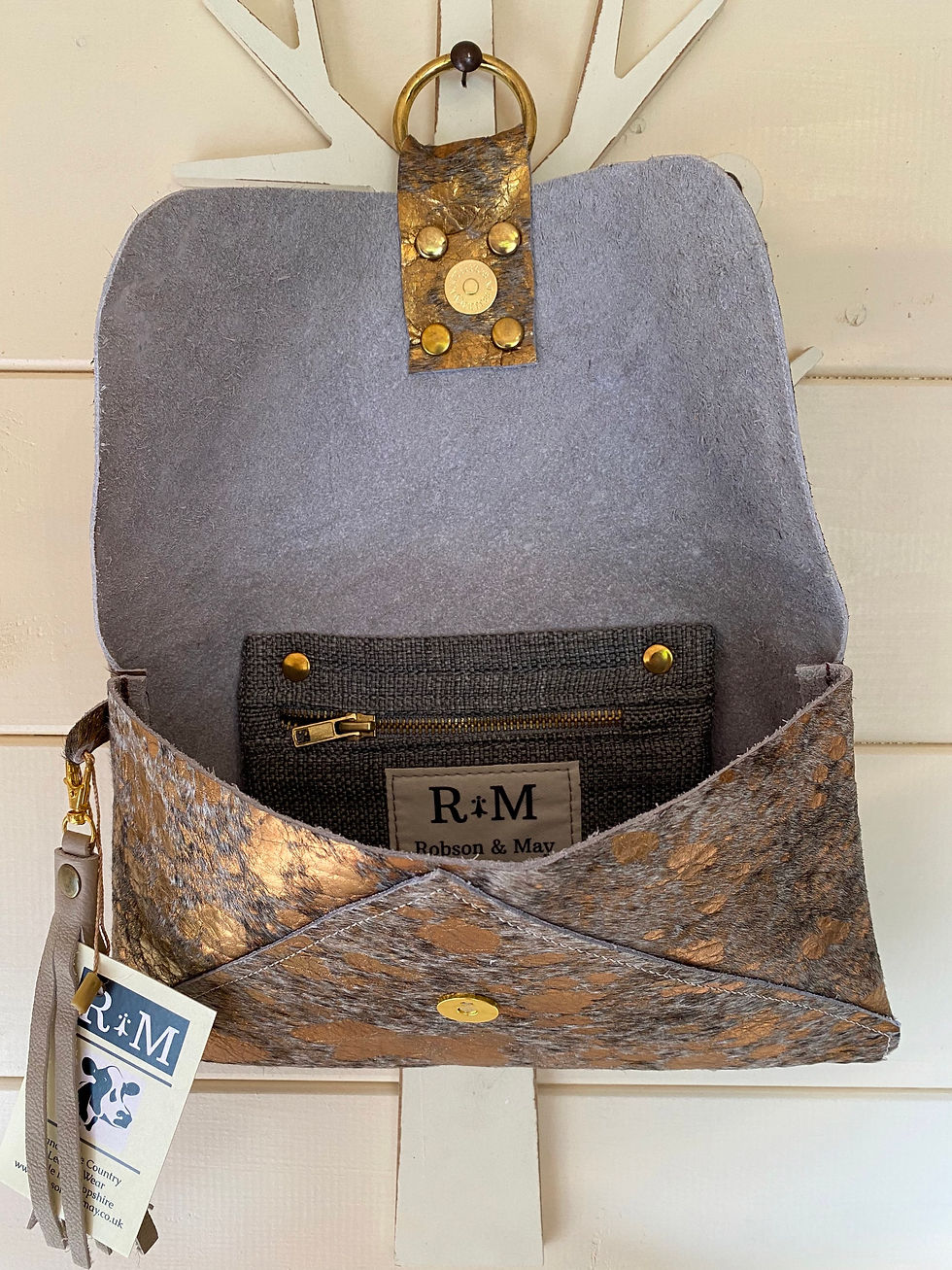 Thumbnail: Bronze Acid Dye Cowhide Clutch Bag