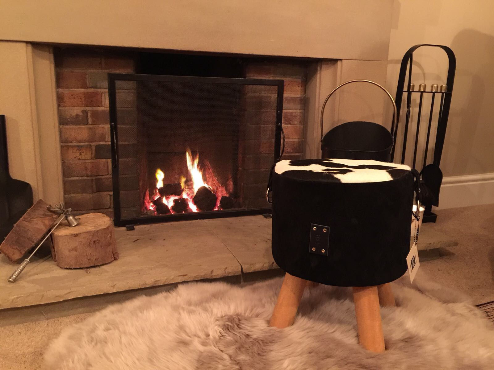 Black/white Cow Top Stool