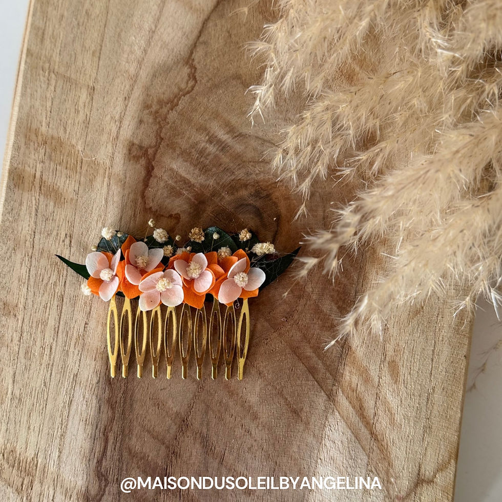 Miniature : Peigne de mariage en fleurs séchées - Accessoire bohème chic pour mariée