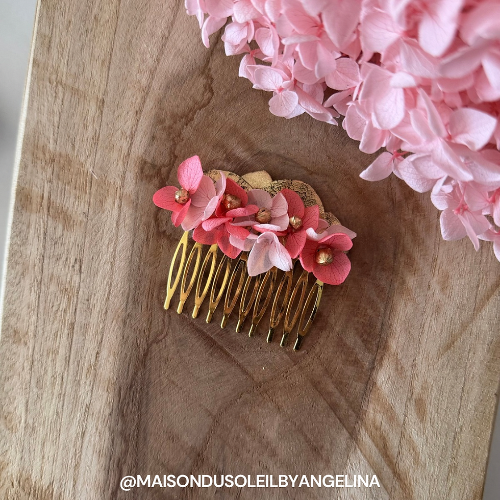 Miniature : Peigne de mariage en fleurs séchées - Accessoire bohème chic pour mariée