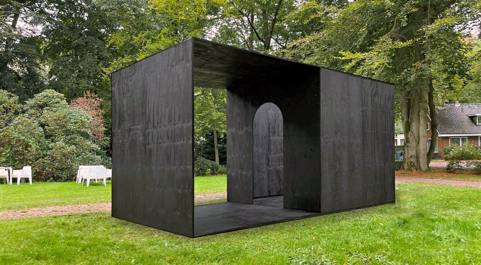 Folly Duisternis Het Mow Bellingwolde Zwart Art Installatiekunst Paviljoen Museumtuin Chris Adriaan
