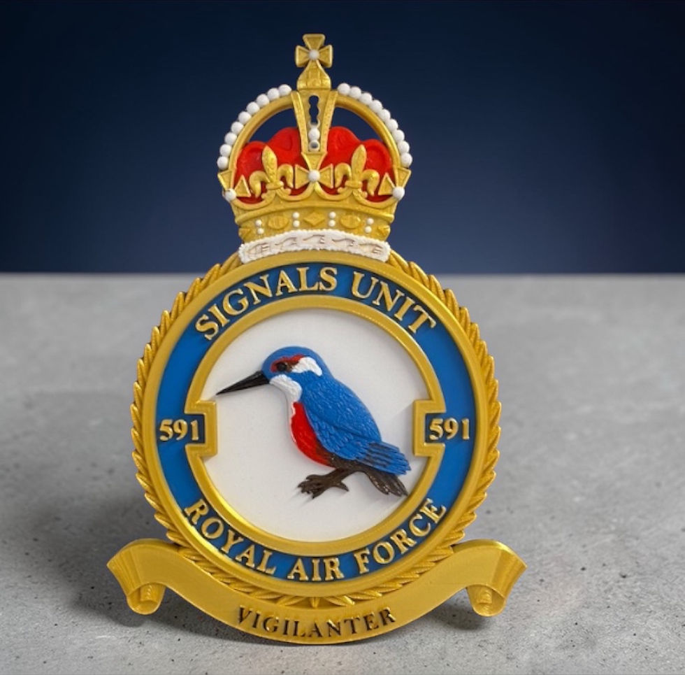 Thumbnail: 591 Signals Unit 3D printed military crest, MOD licensed veteran made Royal Air Force squadron display plaque