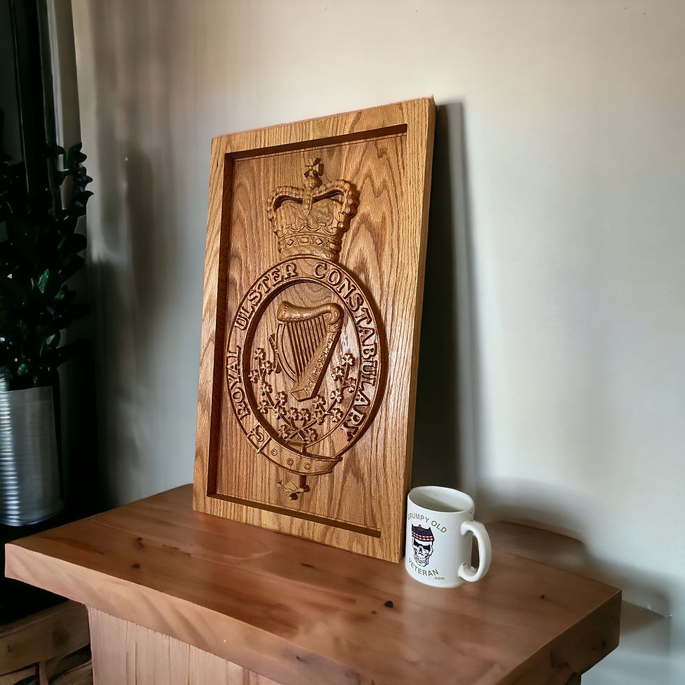 Royal Ulster Constabulary (RUC) 3D Relief Carved Military Crest angle