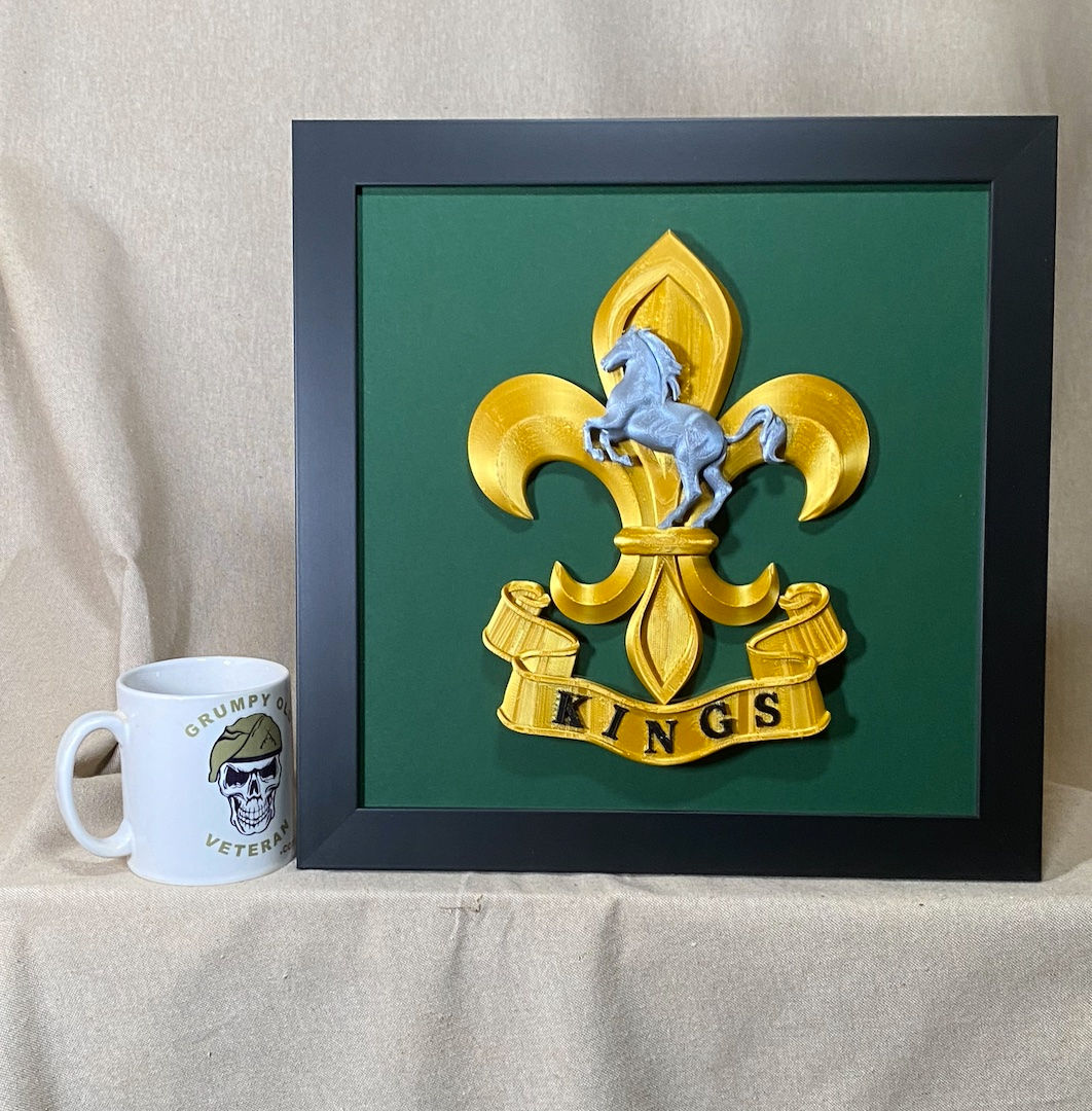 Kings Regiment 3D Printed Regimental Crest