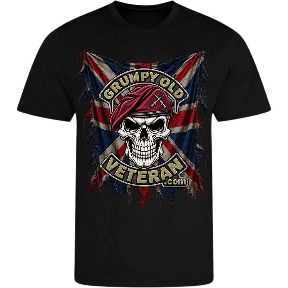 Grumpy Old Veteran Maroon Beret Ragged Union Jack performance T-shirt in black