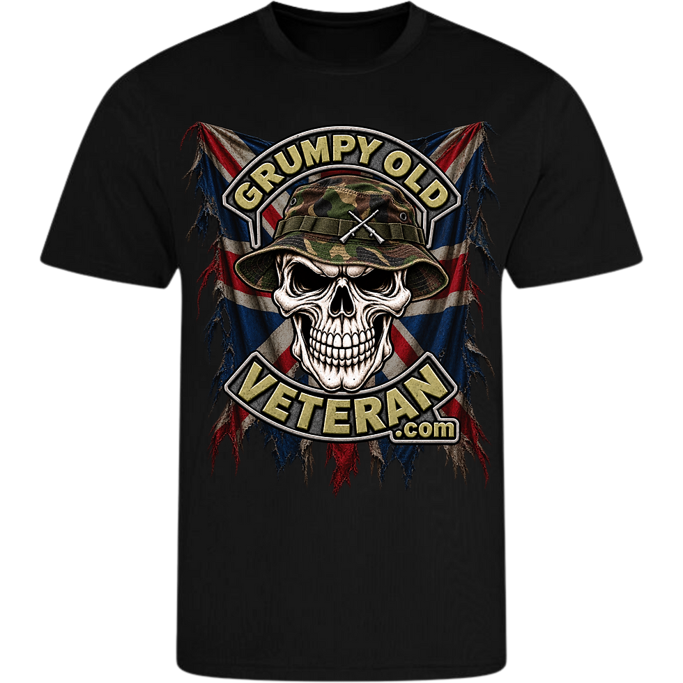 Grumpy Old Veteran DPM Bush Hat Ragged Union Jack performance T-shirt in black