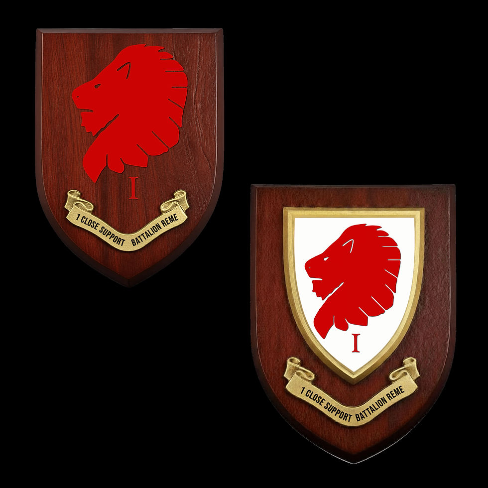 Thumbnail: 1 CS Bn REME - Regimental Mess Shield - Solid Hardwood Relief Print