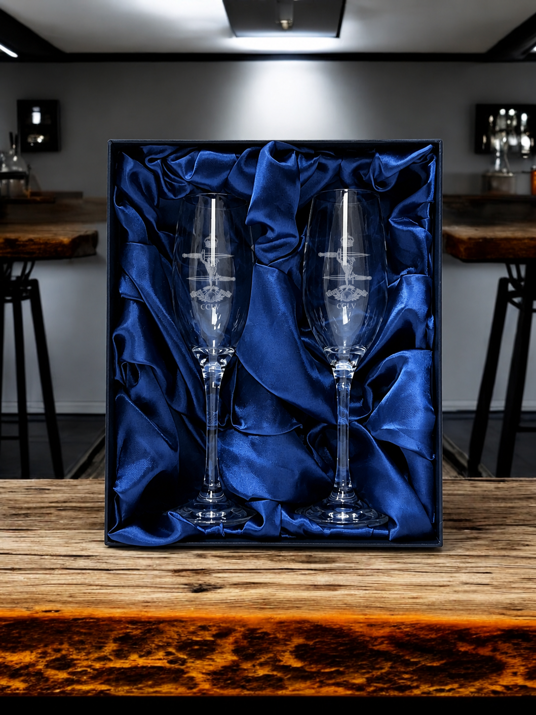 255S - Personalised Engraved Champagne Flute Set - Presented in