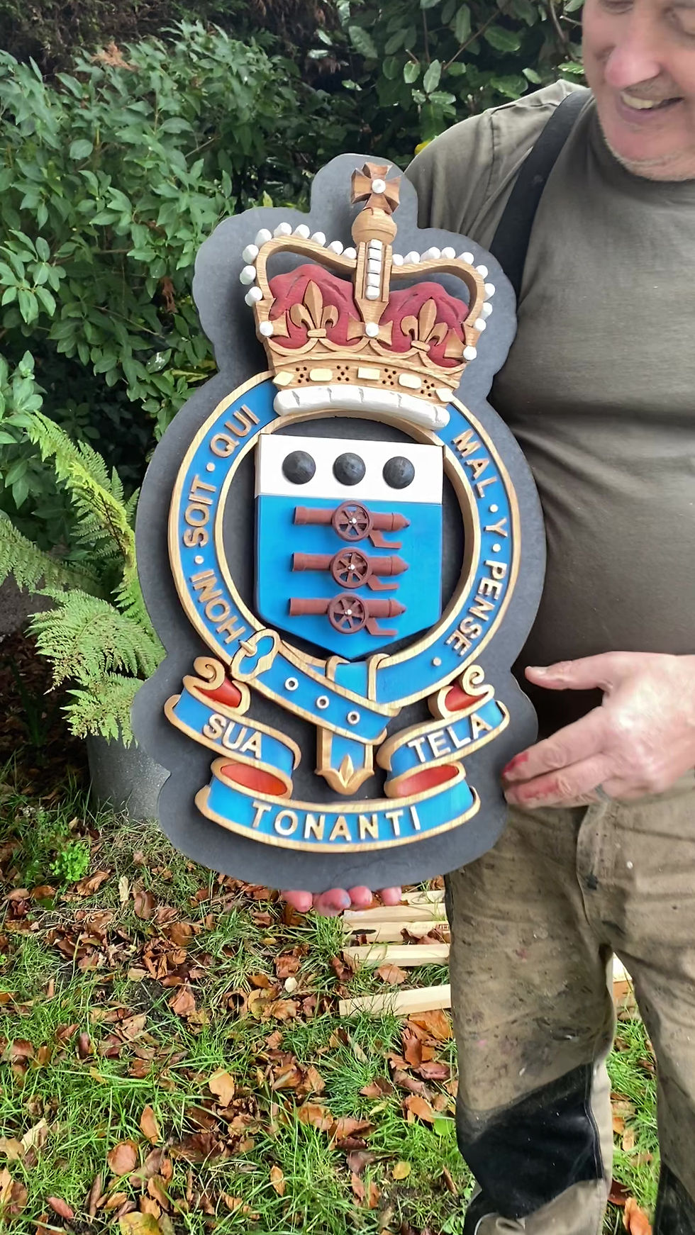 Thumbnail: Royal Army Ordnance Corps wooden military crest handcrafted from solid hardwood detail video
