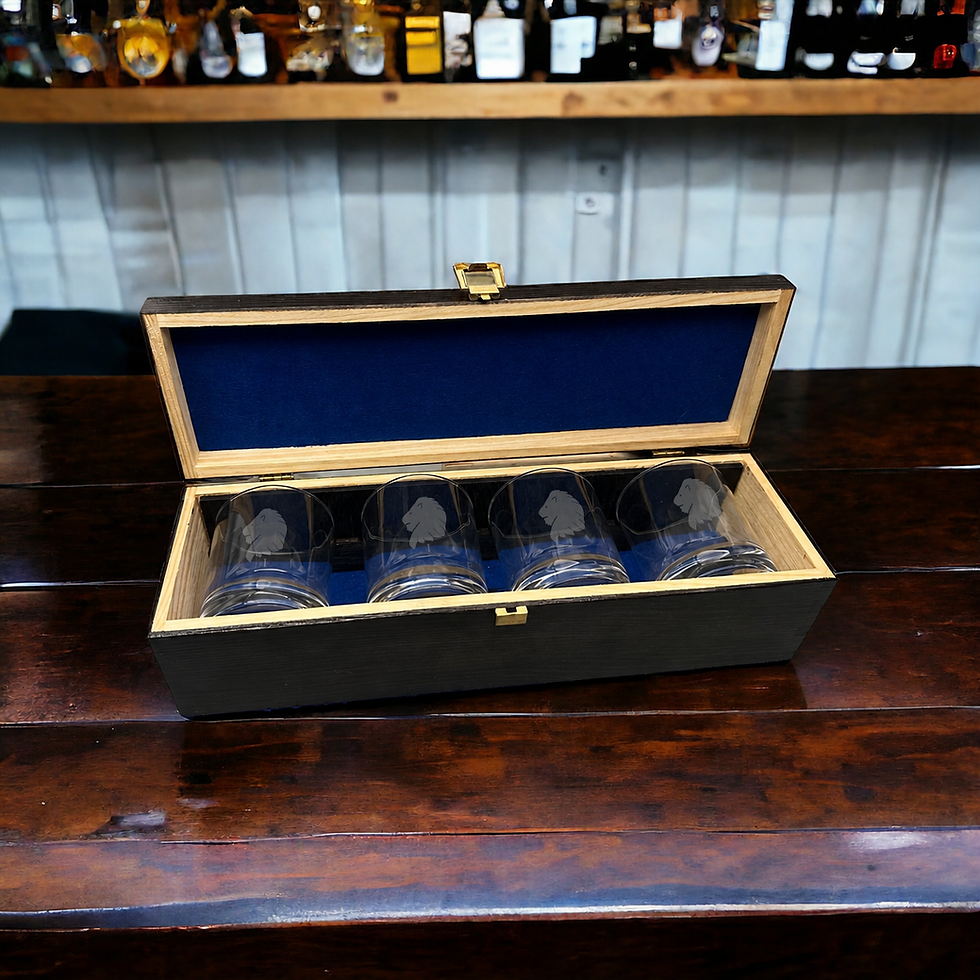 Thumbnail: 1 CS Bn REME - Four Glass Whisky Set Wooden Display Box
