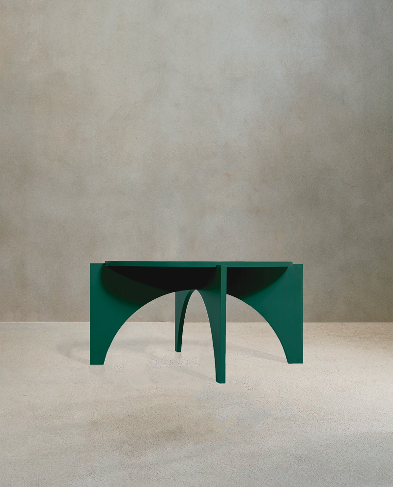 Miniatura: Mesa de centro redonda 71 cm de diámetro color verde oscuro. Producto local fabricado en España