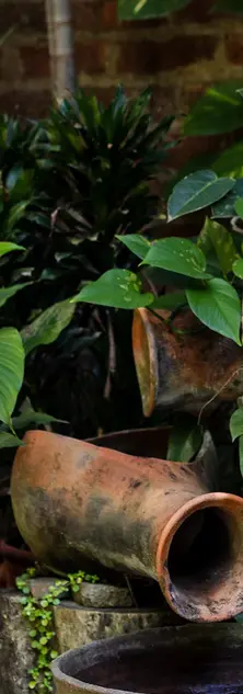 Plantas ornamentales en rincón natural del Árbol de Fuego Eco-Hotel.