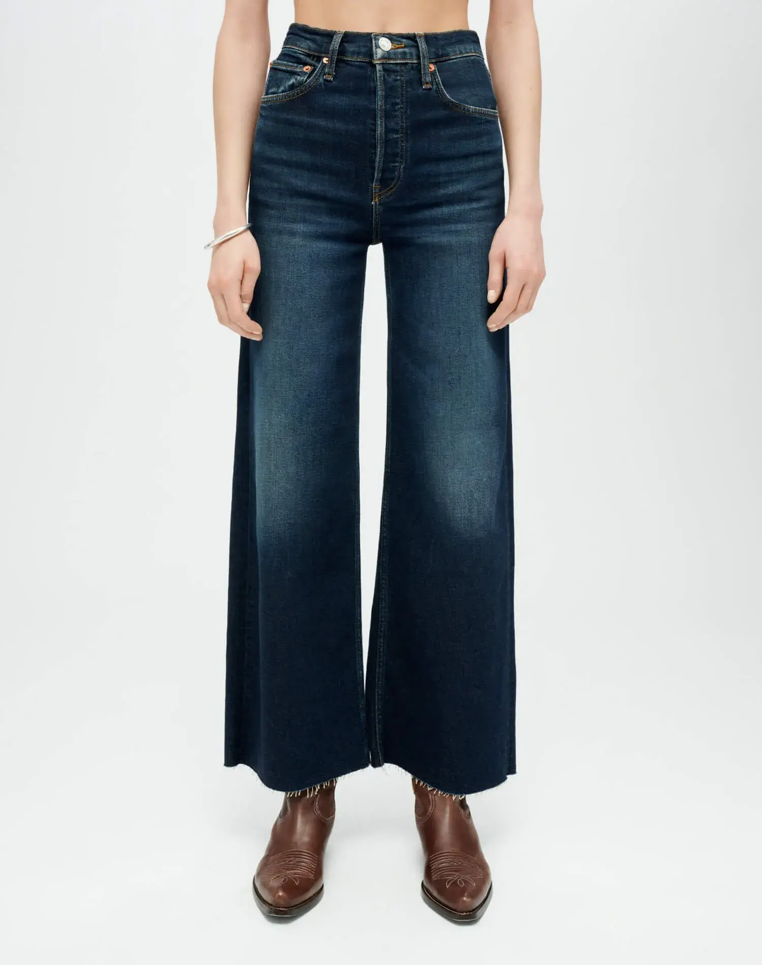 RE/DONE: High Rise Wide Leg Crop in Barely Worn by