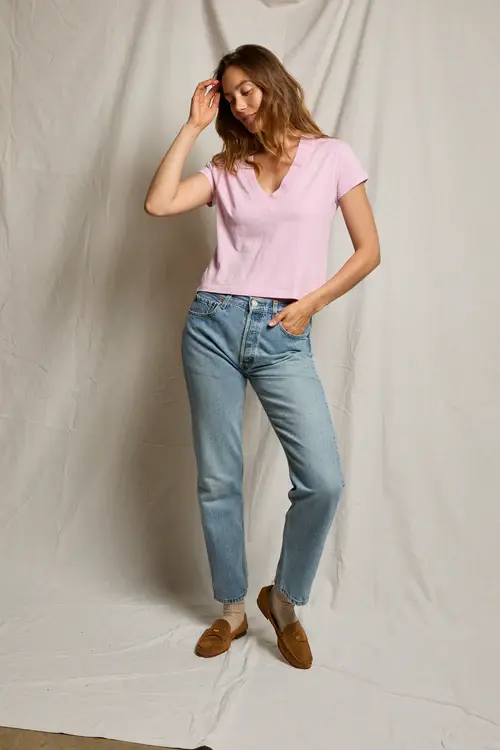 Thumbnail: Perfect White Tee: Alanis Cotton V neck Tee