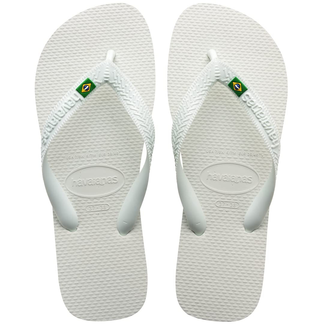 Havaianas Womens Brazil Logo Flip Flopss Sandals for Swimming Pools - White 7/8