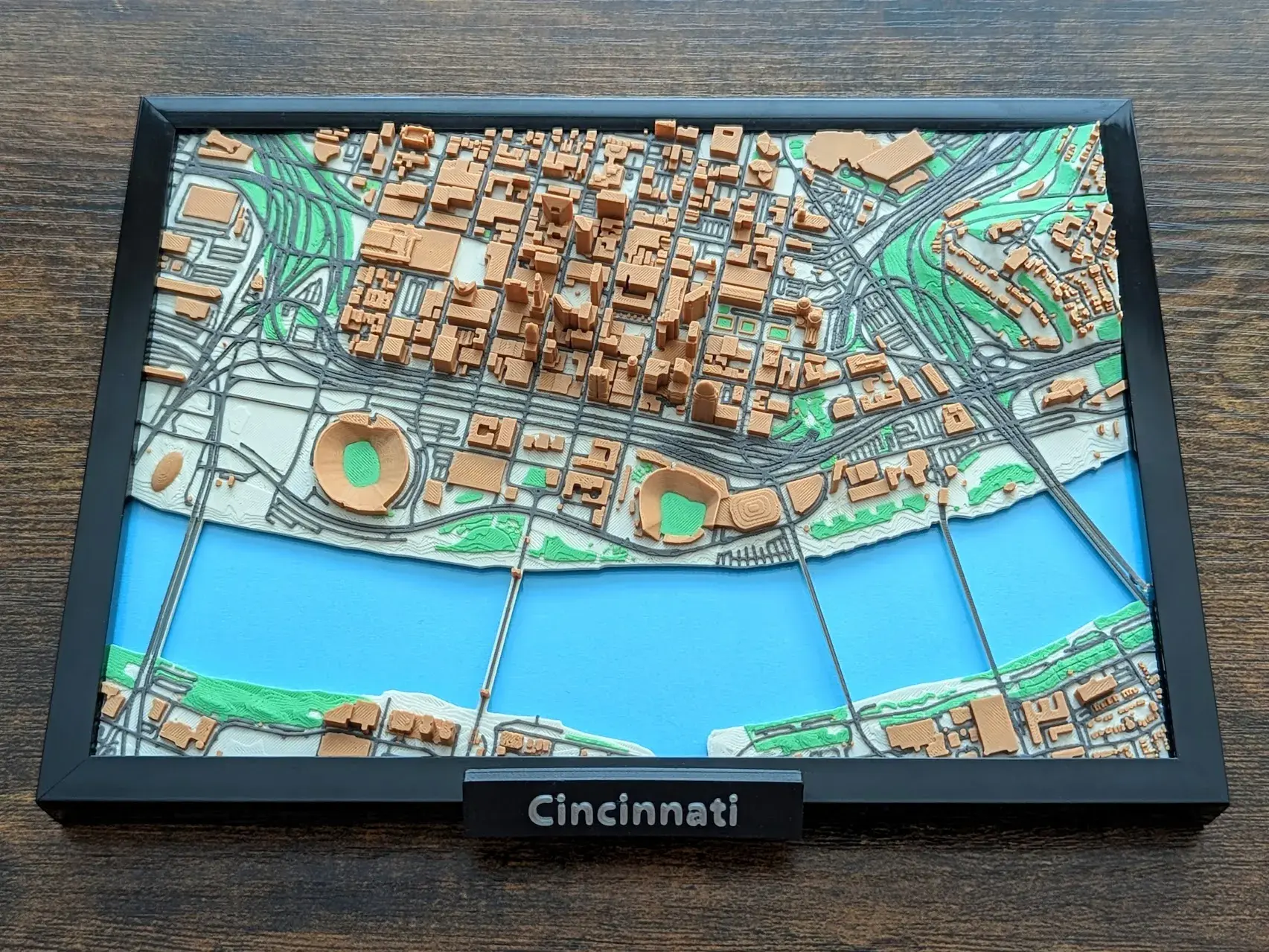 Cincinnati Ohio 3D Printed Miniature Model v2