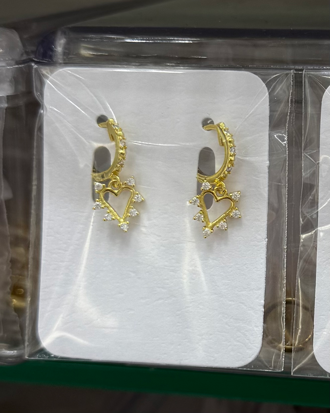 Taş Detaylı Kalp Küpe | 925 Ayar Gümüş