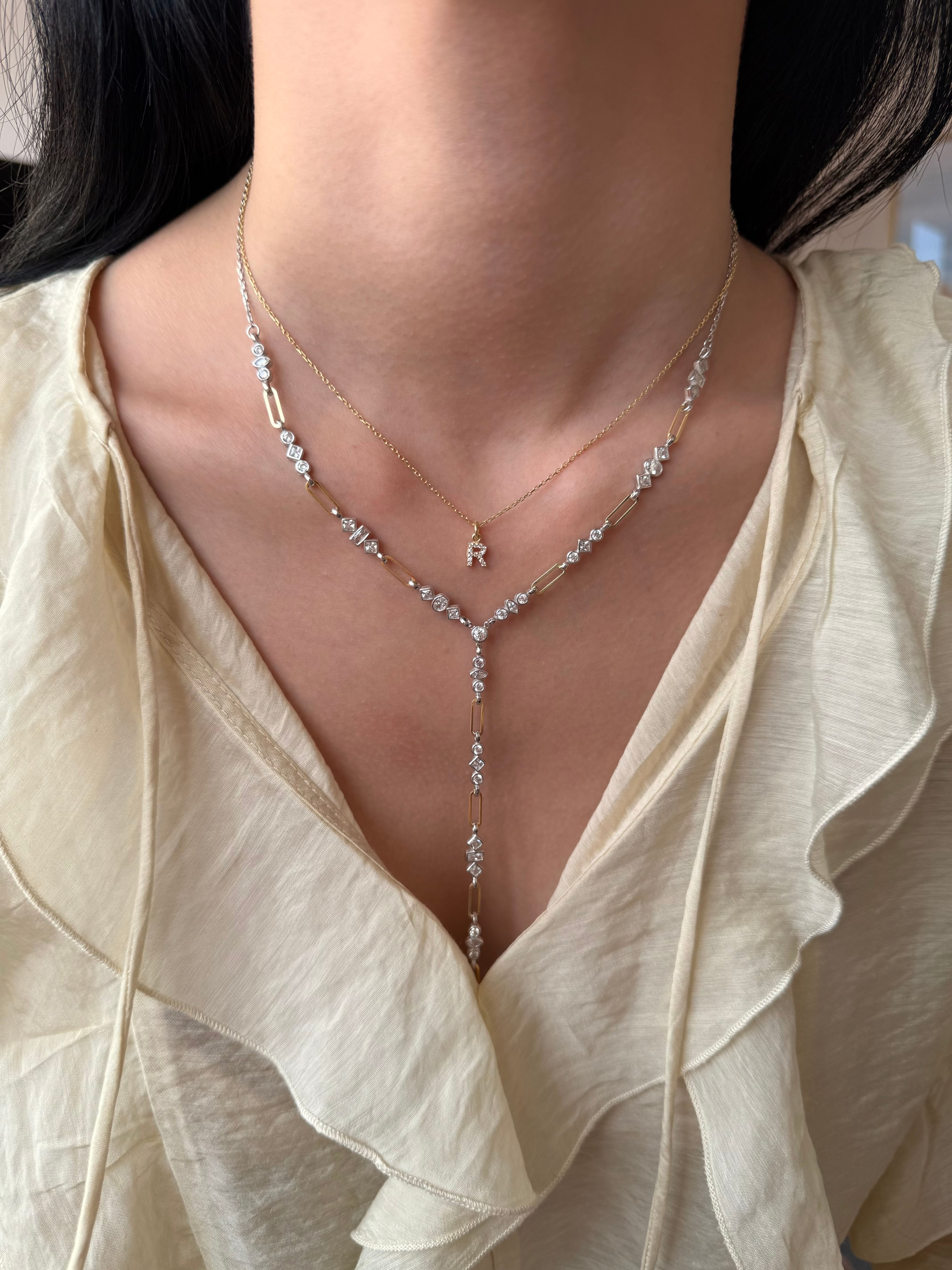 Y Model Çift Renkli Kolye | 925 Ayar Gümüş