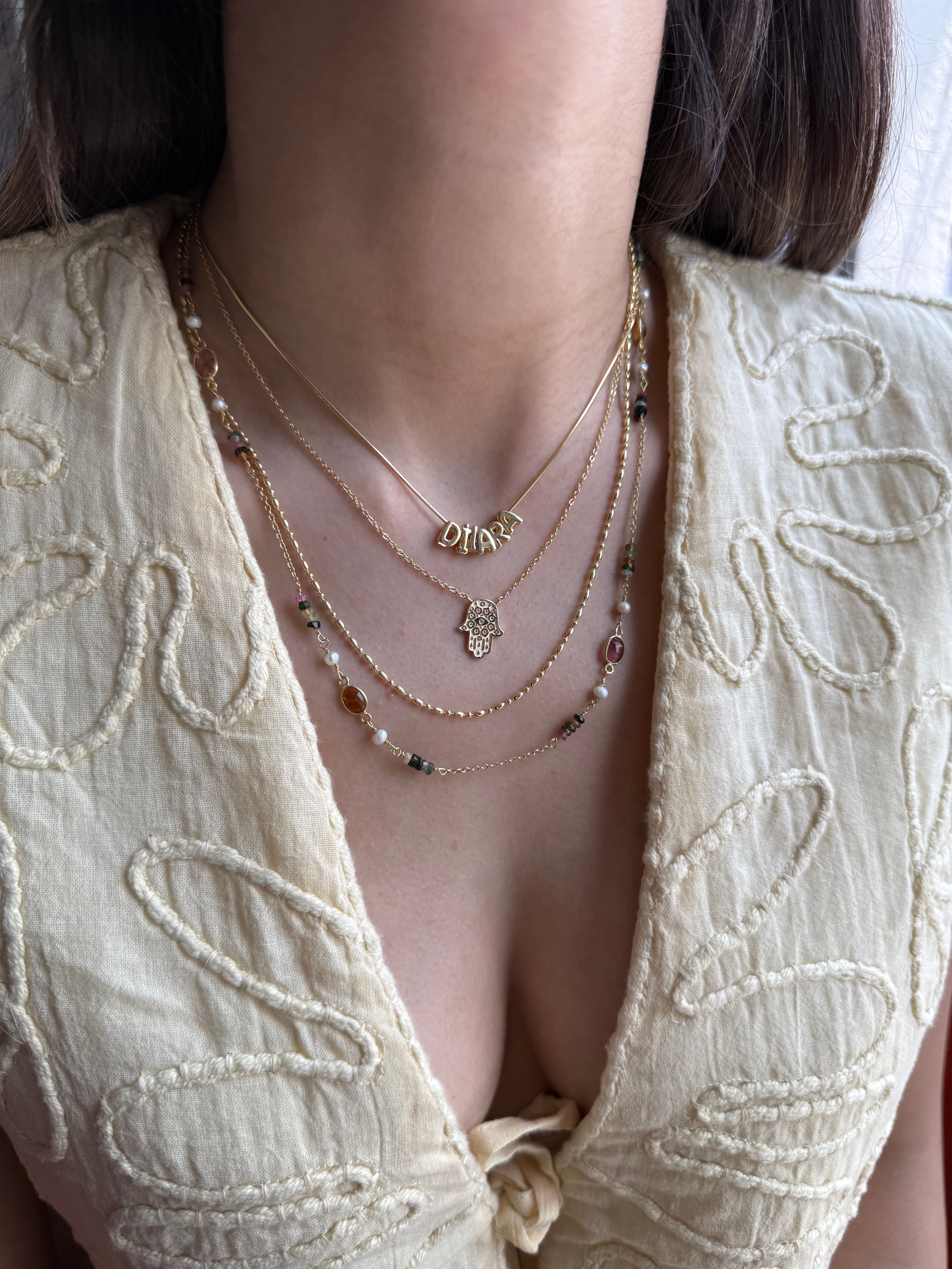 Taş Detaylı Motifli Hamse Kolye | 925 Ayar Gümüş